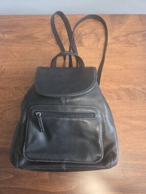 Classic Black Leather Backpack Bag